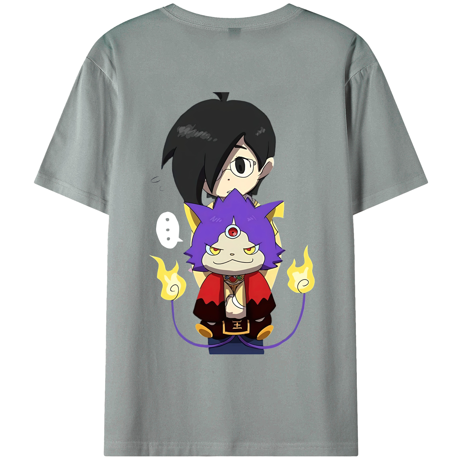 （画像用） 妖怪ウォッチ Yo-kai Watch 綿100％ メンズ半袖Tシャツ（バックプリント） 通気性